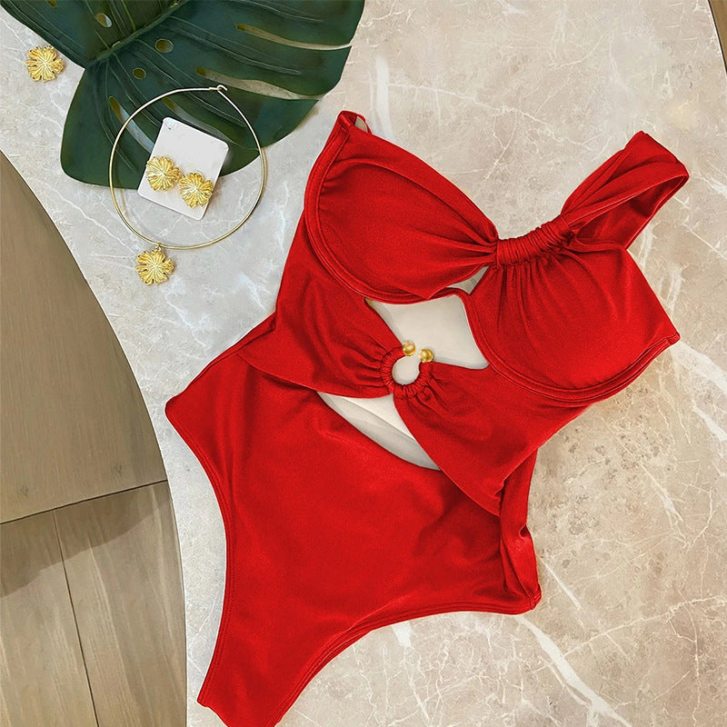 One Shoulder Cut-Out Swimsuit