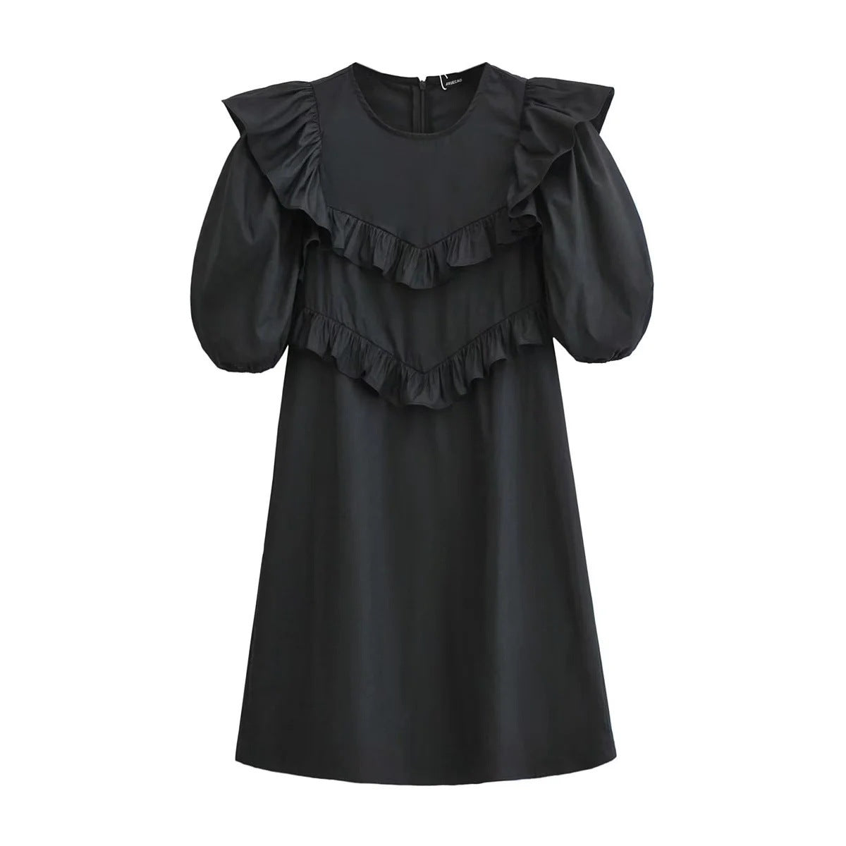 Puff Sleeve Ruffle Tier Mini Dress