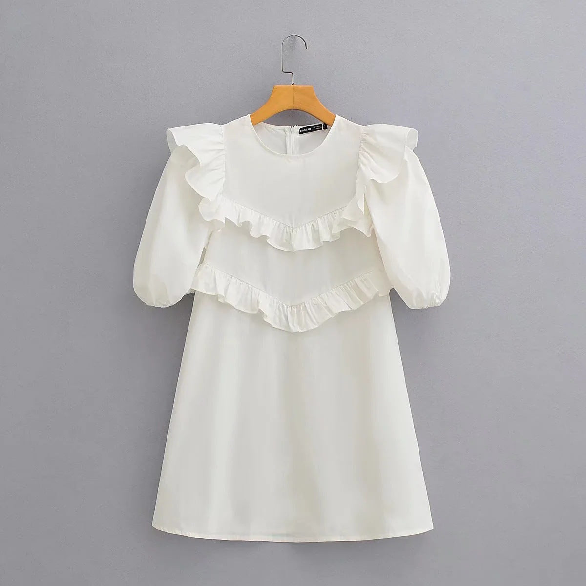 Puff Sleeve Ruffle Tier Mini Dress