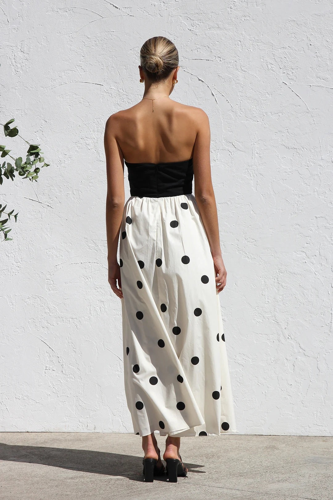 Polka Dot Strapless Maxi Dress