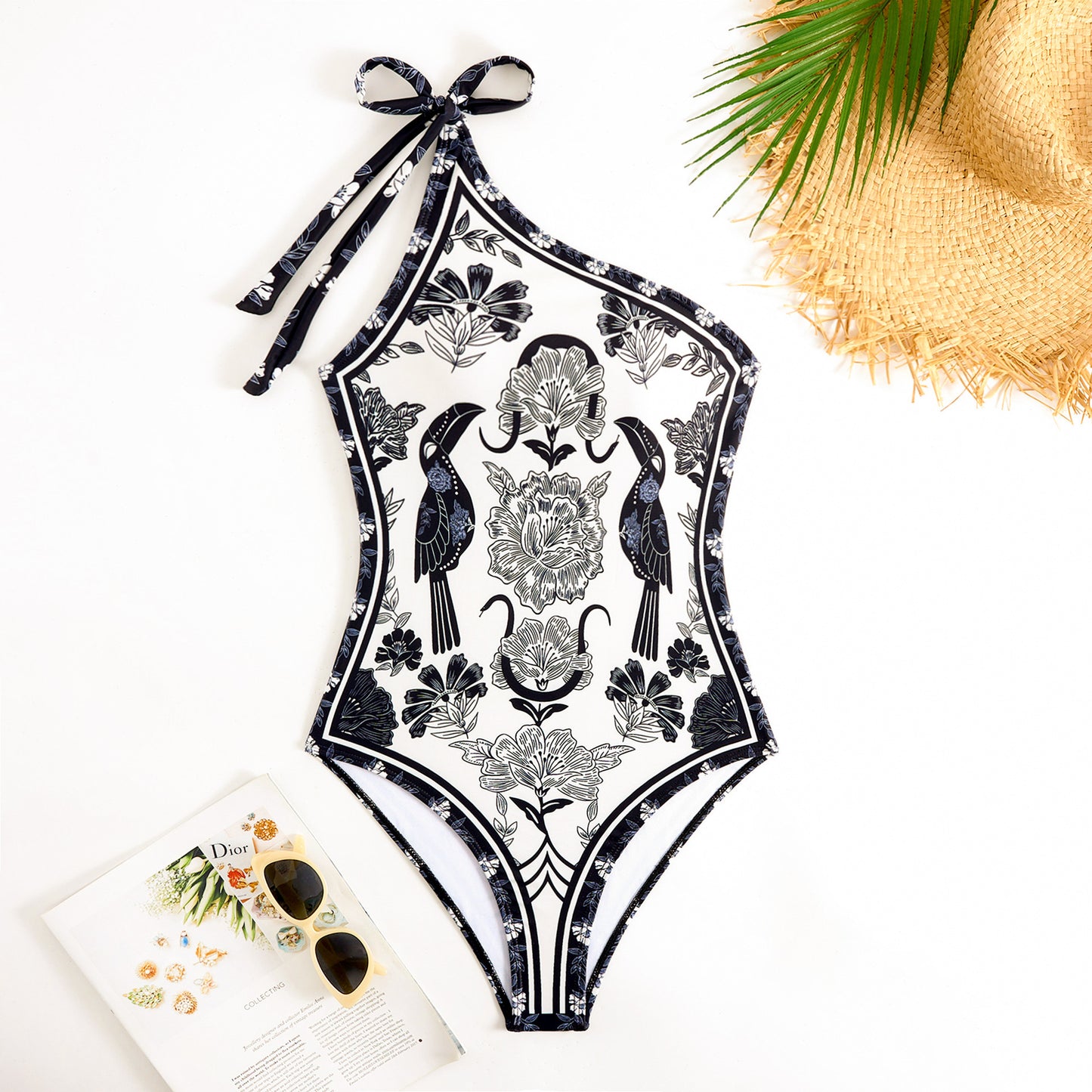 One Shoulder Leopard Print Swimsuit with Cover-Up (Copy)