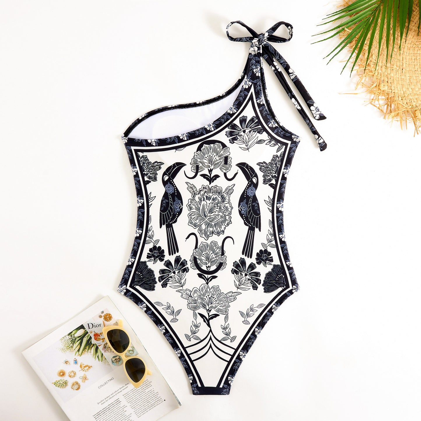 One Shoulder Leopard Print Swimsuit with Cover-Up (Copy)