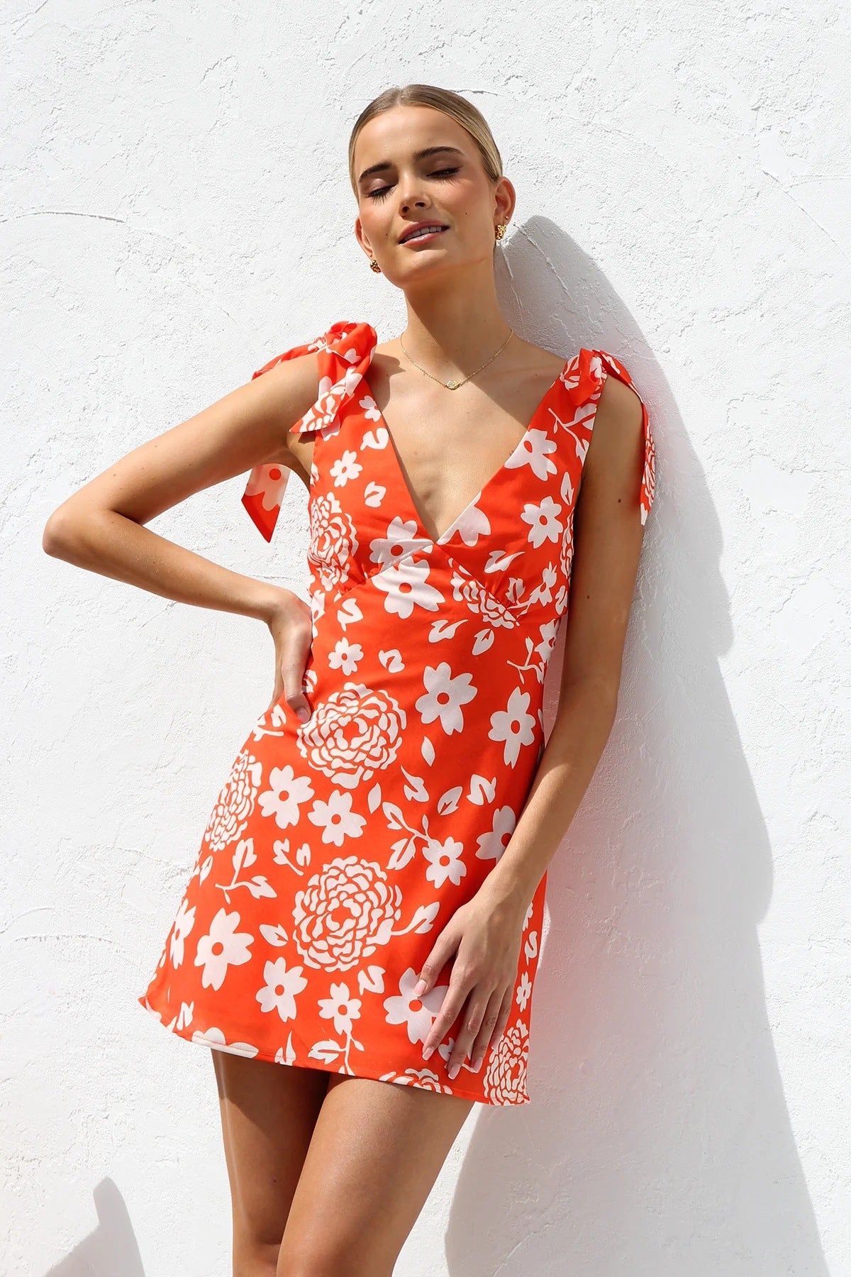 Summer Breeze V-Neck Tie-Up Dress"