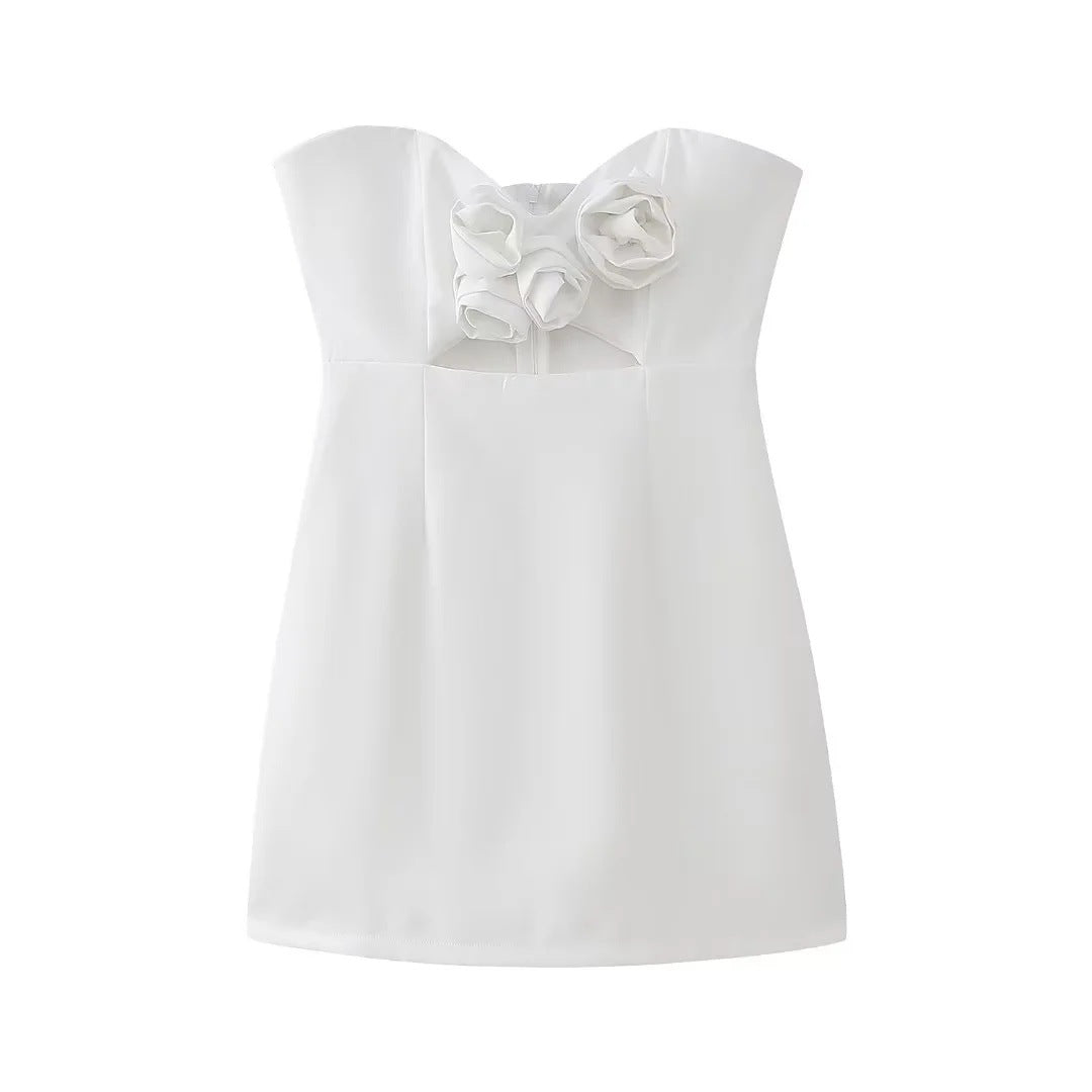 Floral Applique Cut-Out Dress