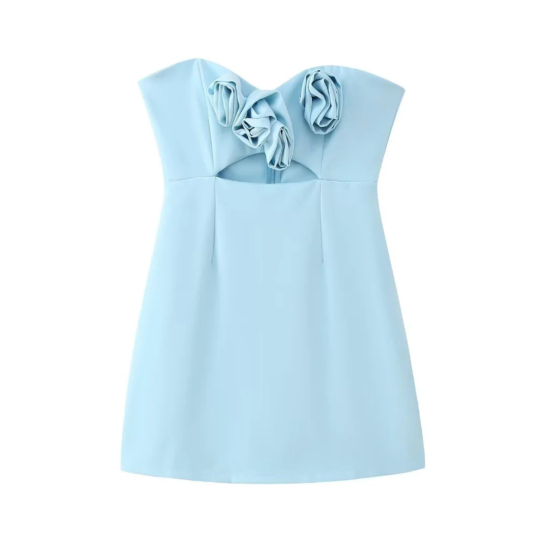 Floral Applique Cut-Out Dress