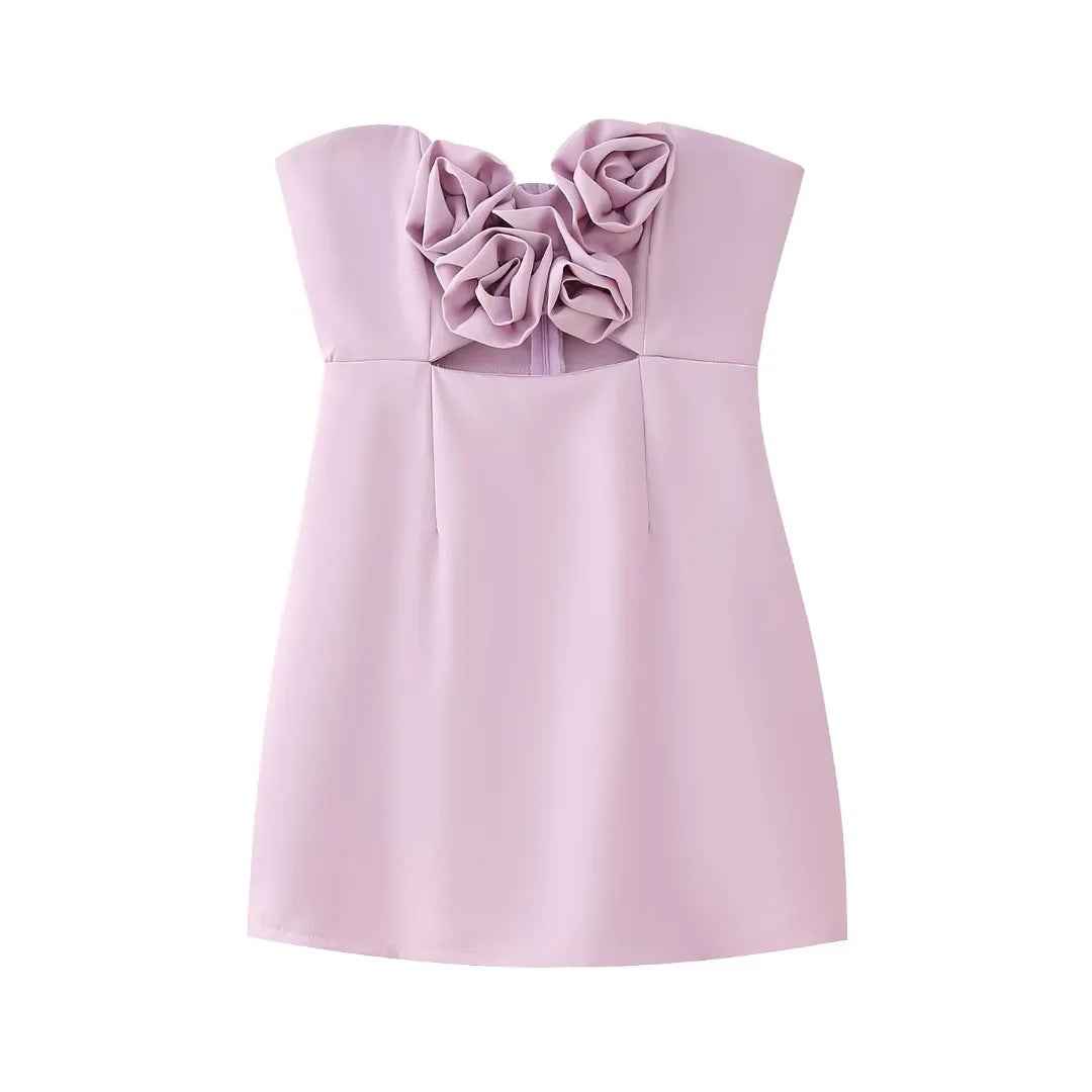 Floral Applique Cut-Out Dress