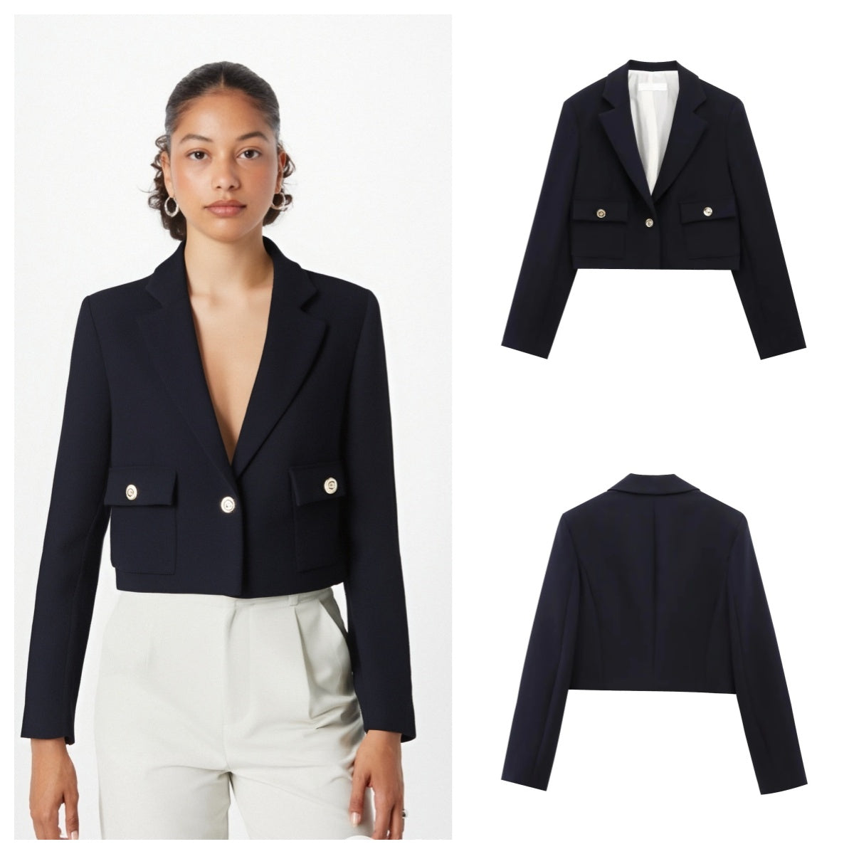 Black cropped blazer