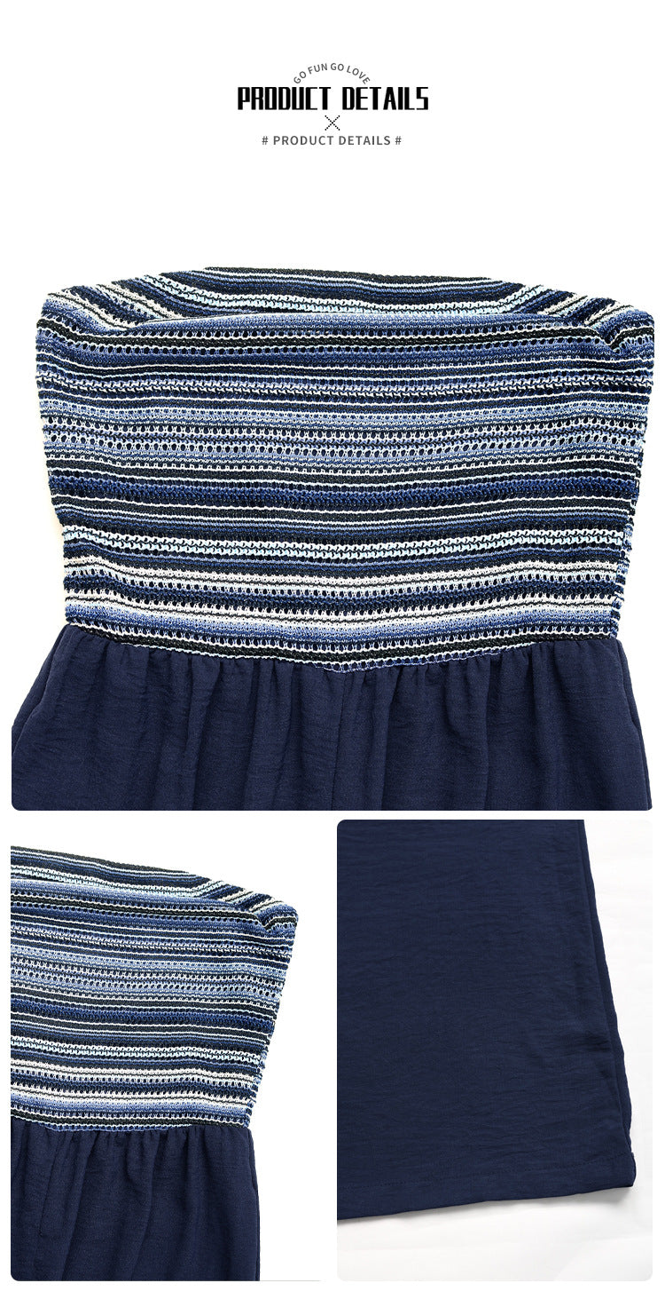 Navy Blue Strapless Jumpsuit