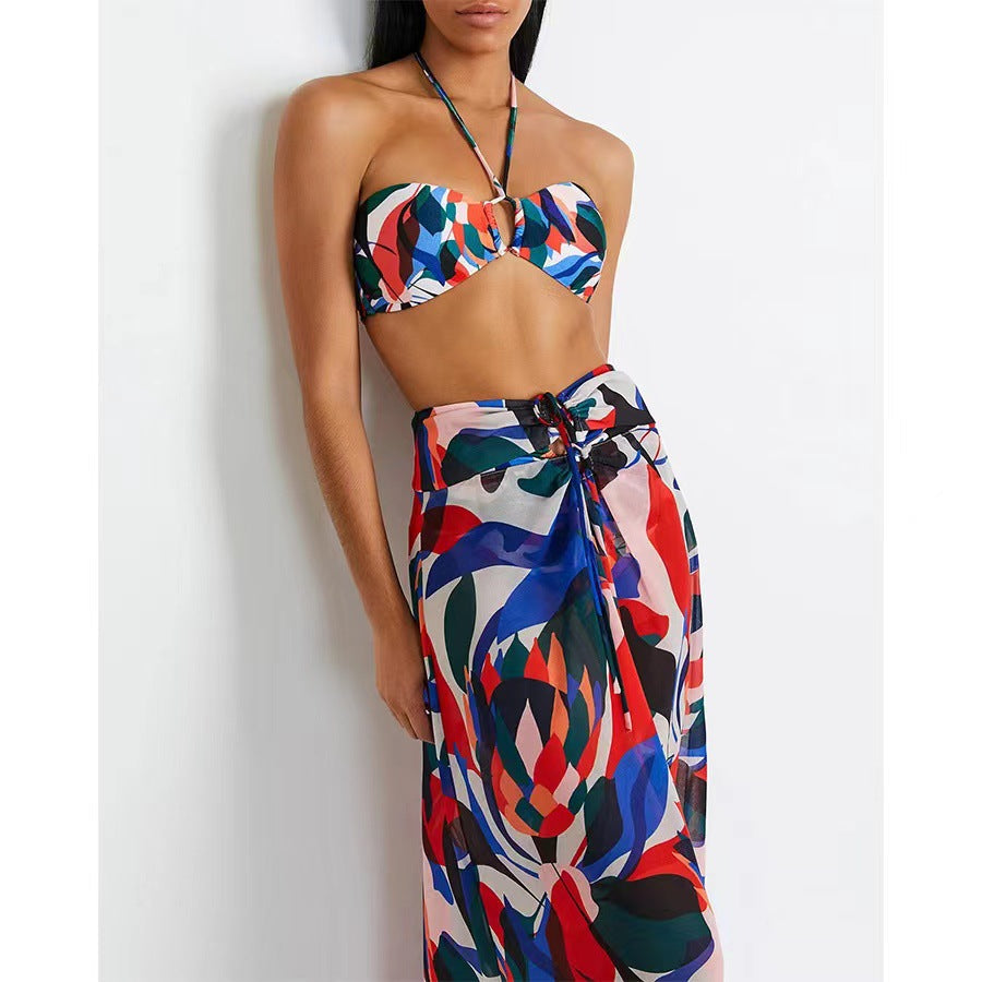Abstract Print Cut-Out Bikini