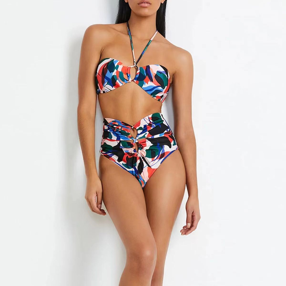 Abstract Print Cut-Out Bikini