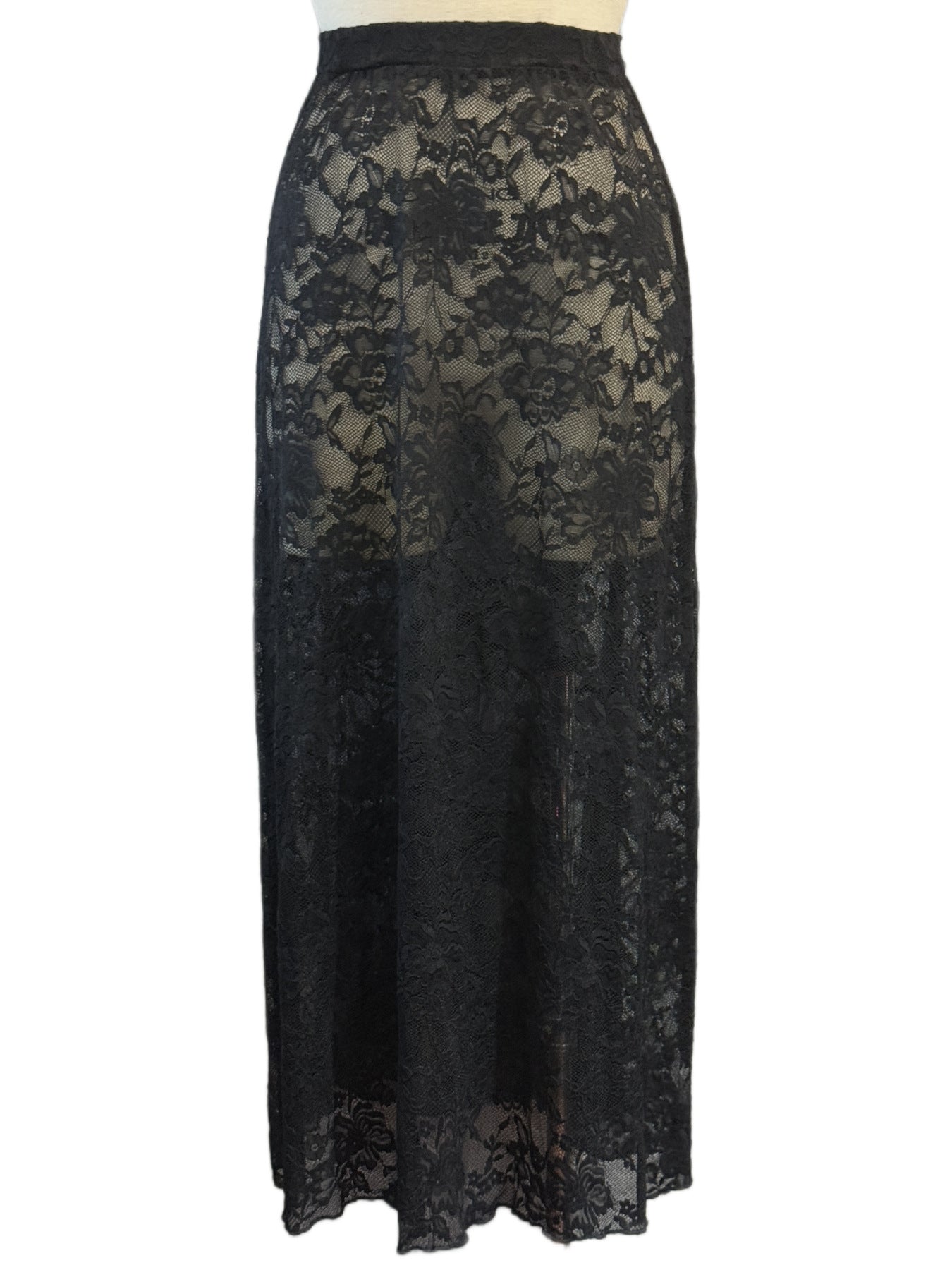 Black Sheer Lace Maxi Skirt