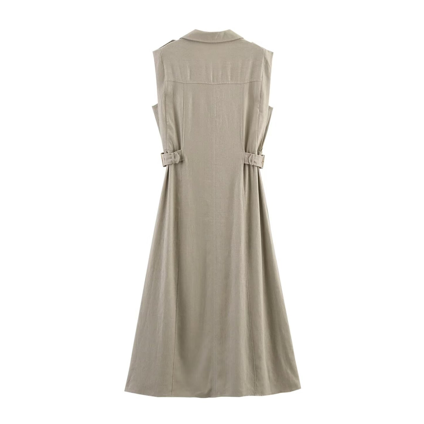 Utility-Chic Sleeveless Shirt Dress