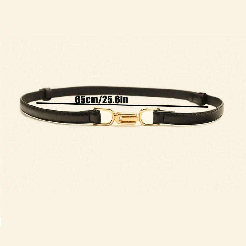 Set of 2 Minimalist Belts with Gold Link Buckle