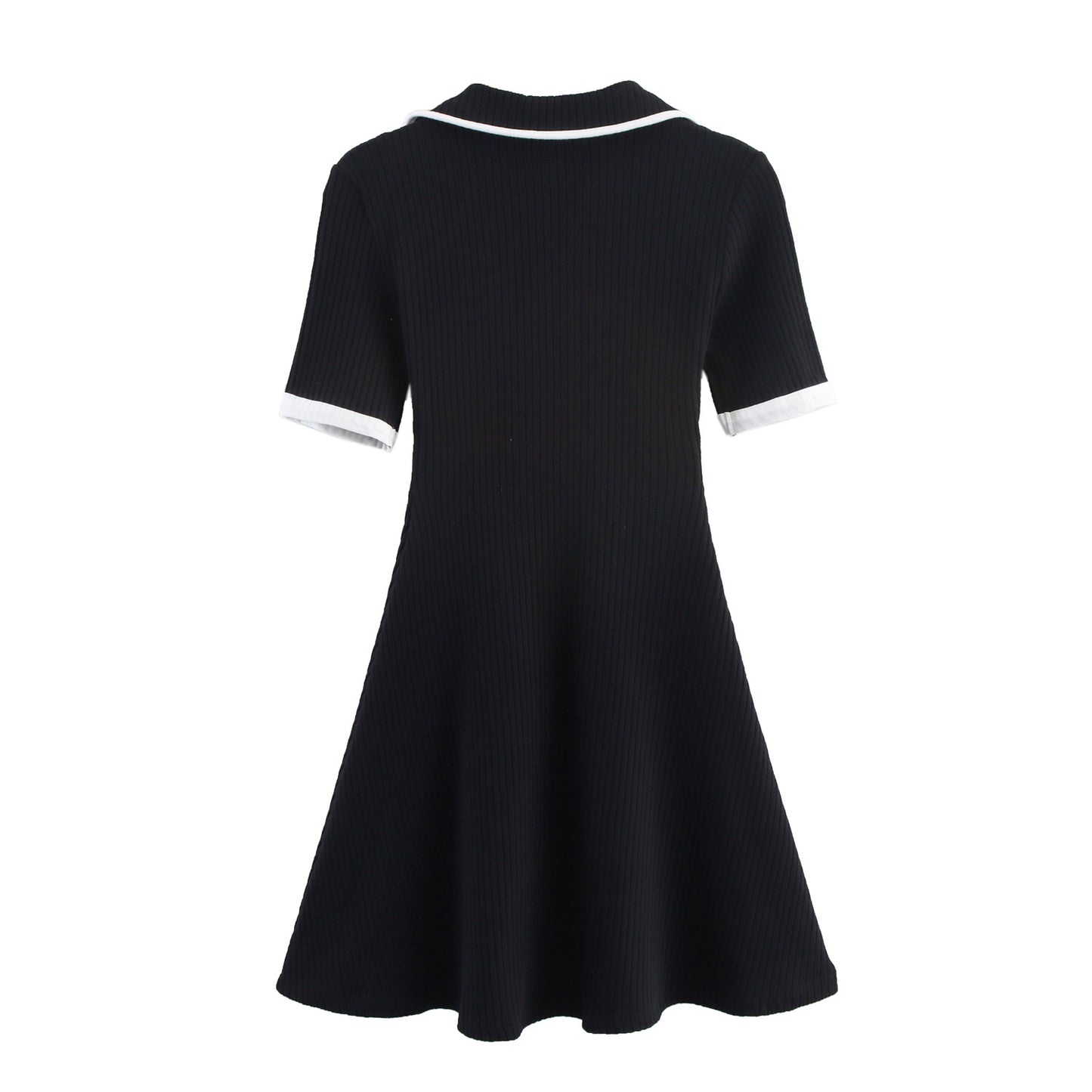 Contrast Trim Ribbed Polo Dress