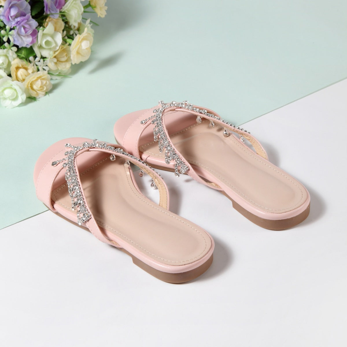 Pale Pink Rhinestone Flats-SHIPS IN 24 HOURS
