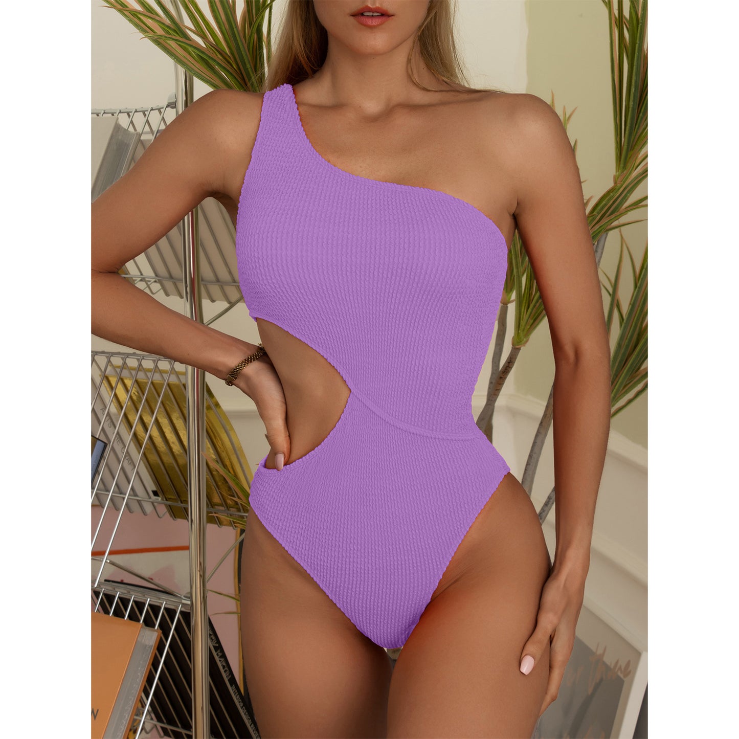 One Shoulder Cut-Out Swimsuit