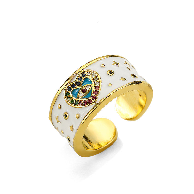 White Evil Eye Band Ring