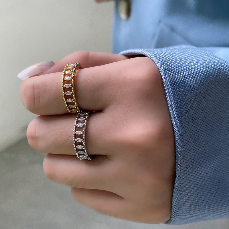 Gold and Zircon Band Ring