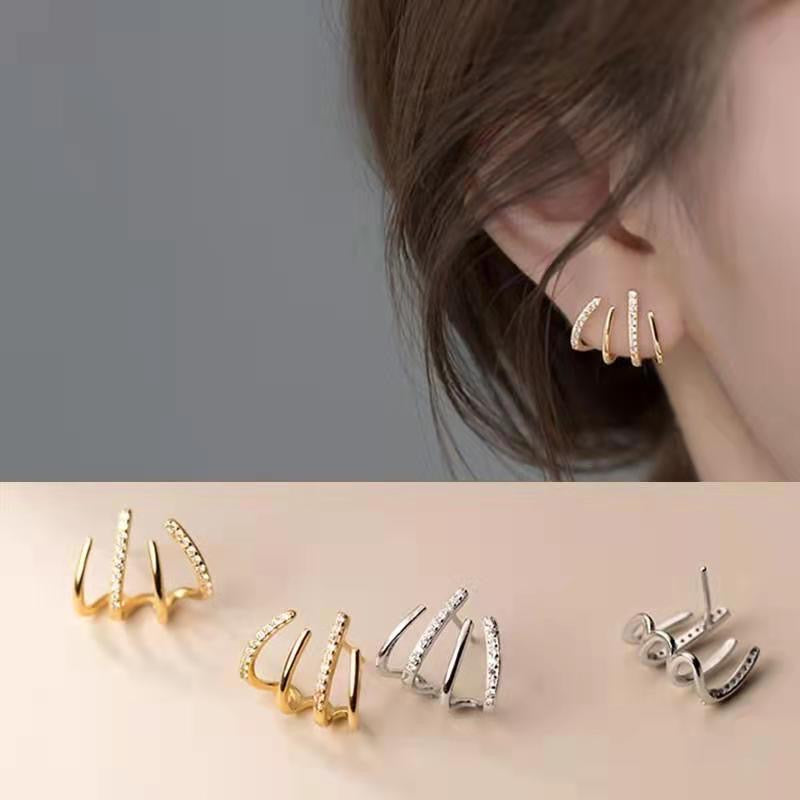 Multi Rhinestone Hoop Stud Earrings