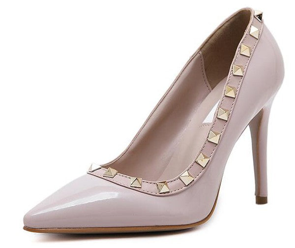 Nude Pumps with Gold Rivets