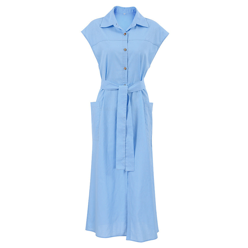 Wide Sleeve Midi Shirt Dress