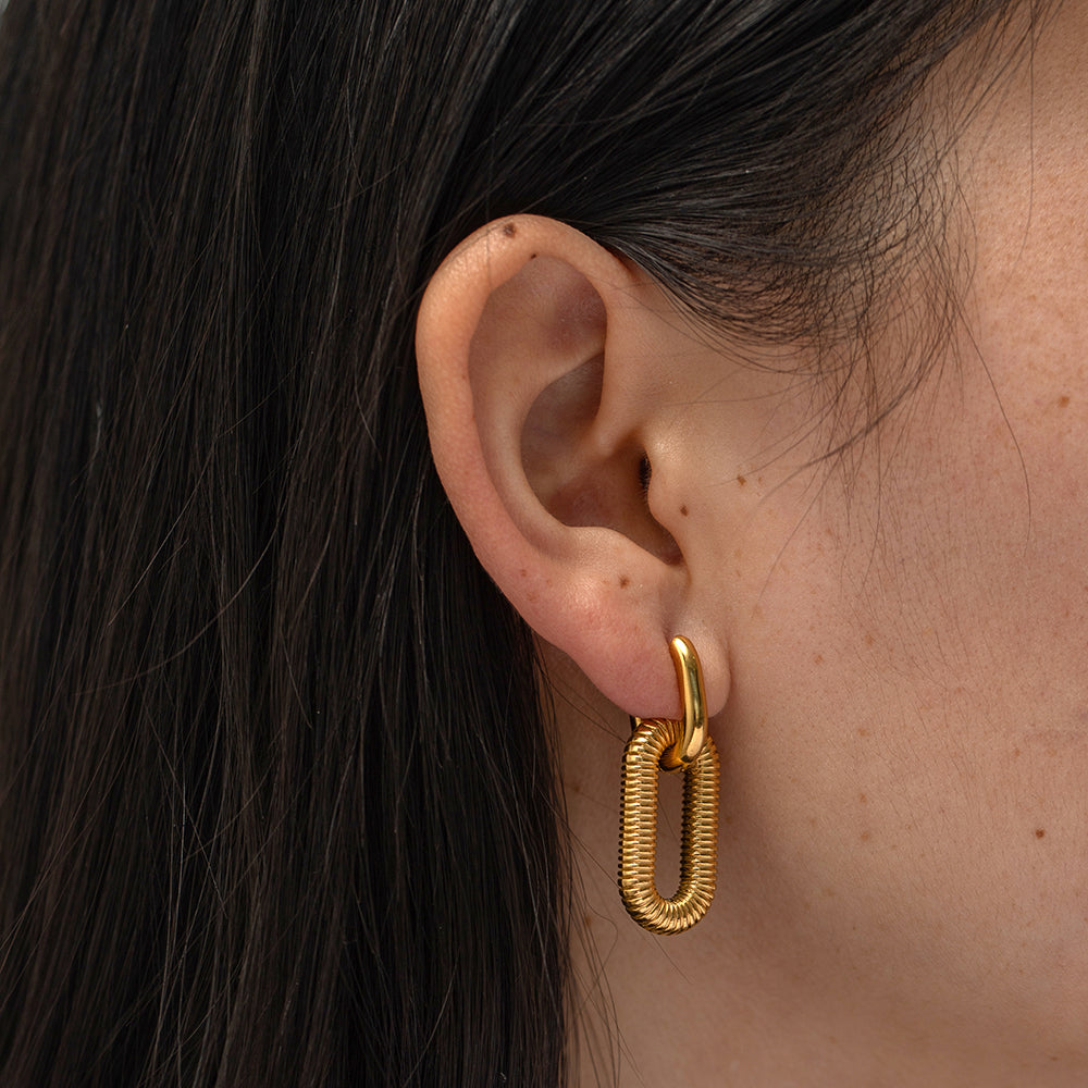 Carly Gold Plated Rectangular Hoops