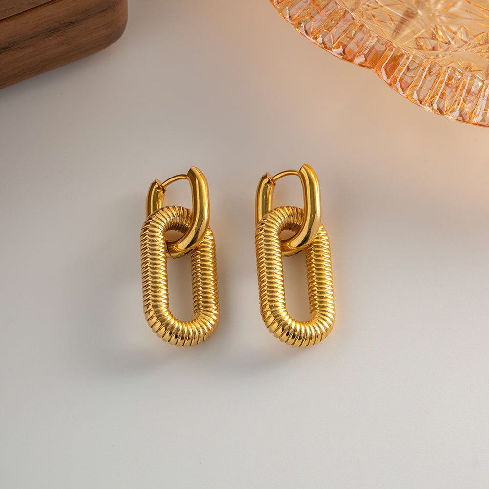 Carly Gold Plated Rectangular Hoops