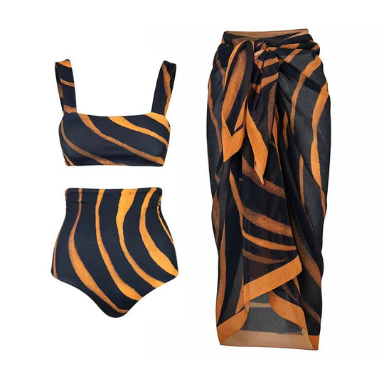Sunstripe Swimsuit Set With Cover-Up