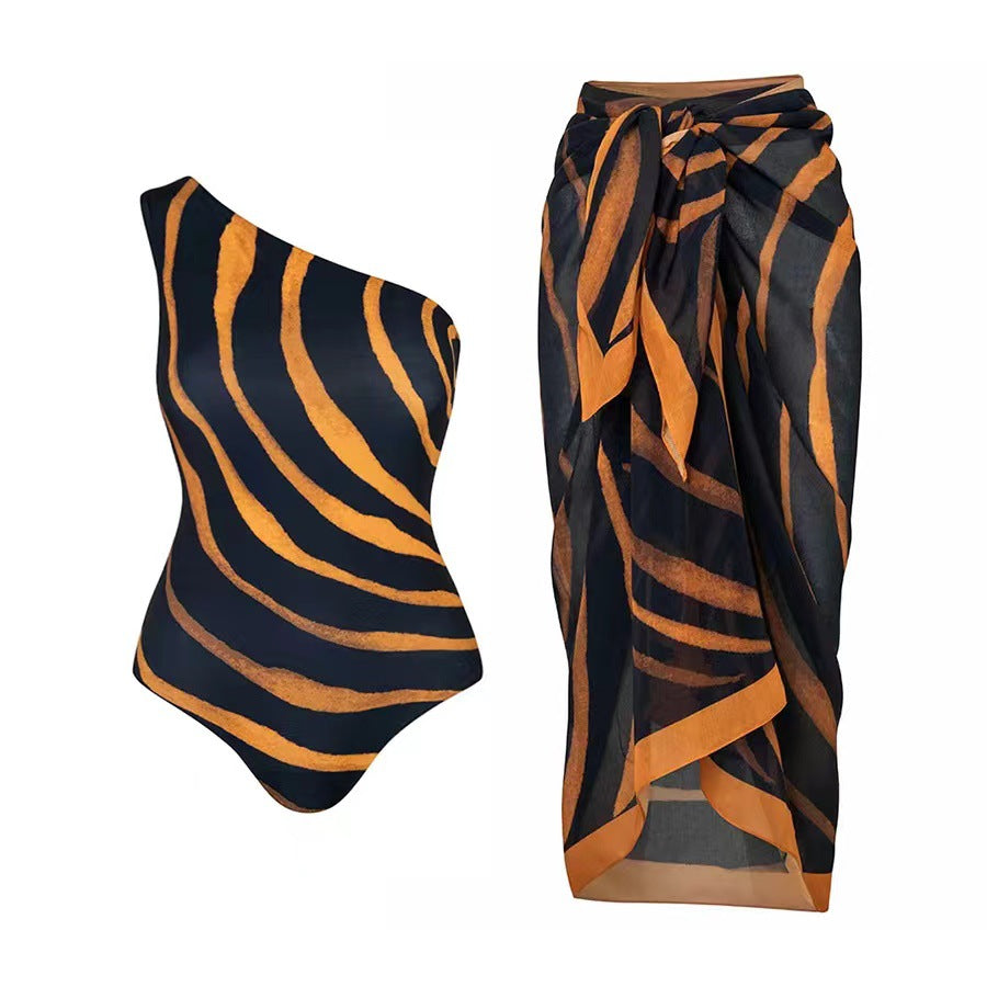 Sunstripe Swimsuit Set With Cover-Up