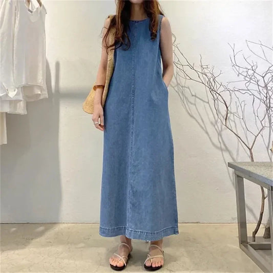 Sleeveless Denim Tank Dress