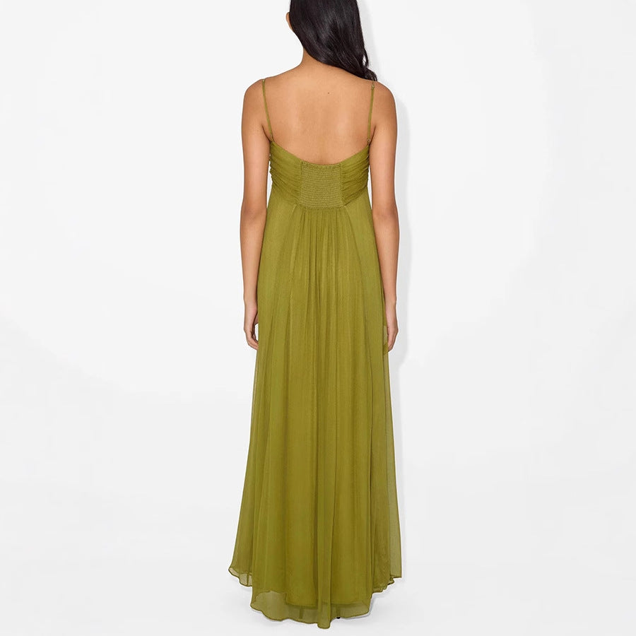 Olive Green Sculpted Bust Maxi Dress