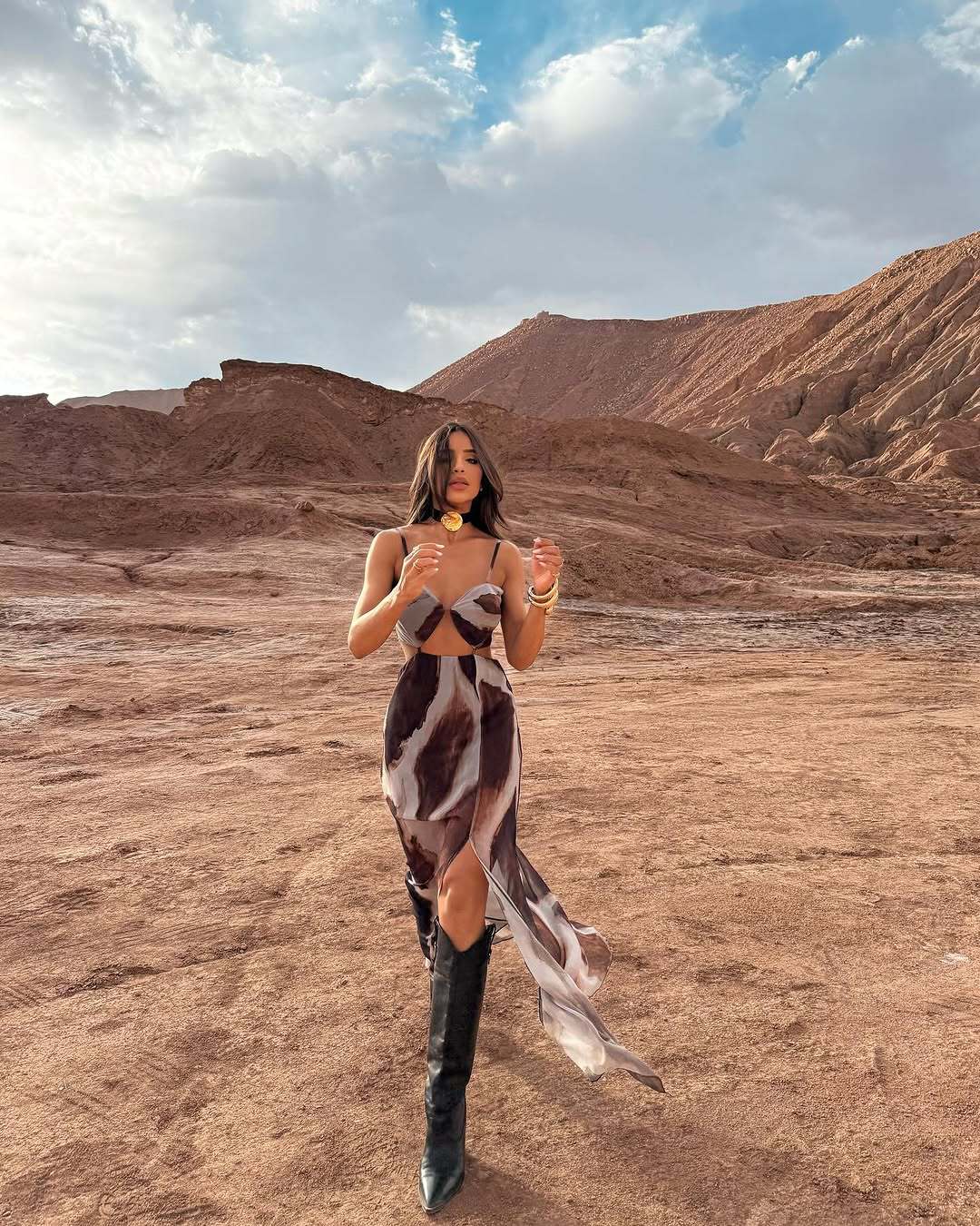 Tie-Dye Printed Cut-Out Maxi Dress