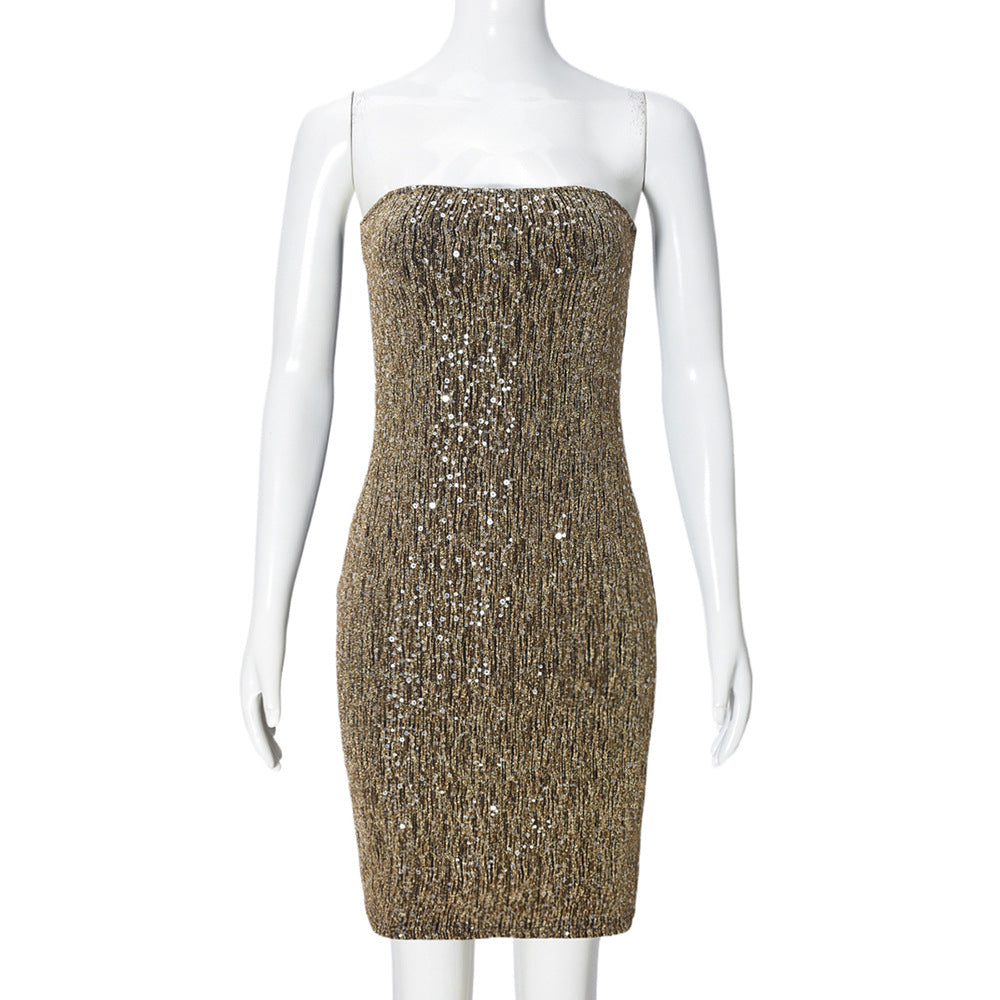 Dull Gold Strapless Dress