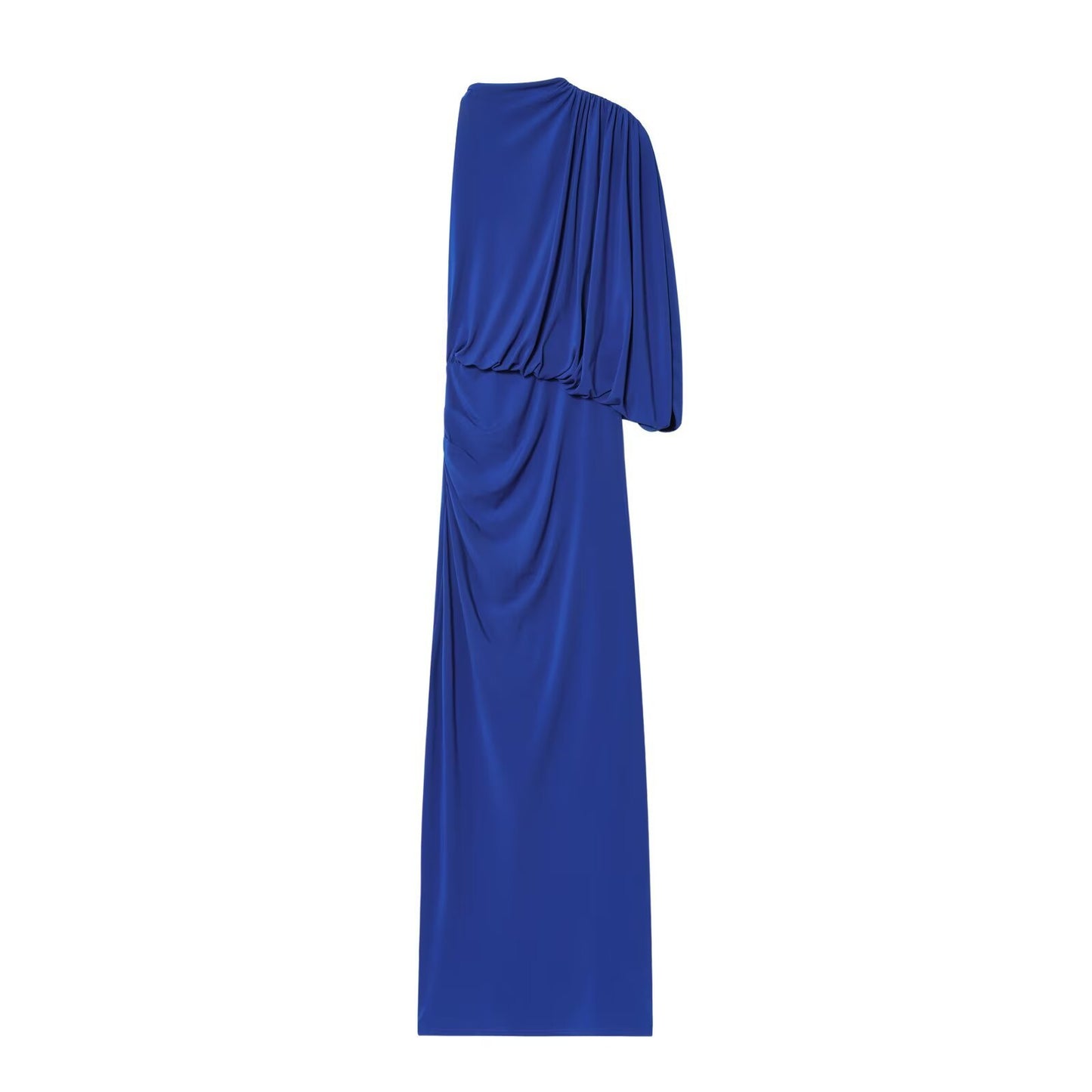 Cobalt Blue Draped Sleeve Midi Dress