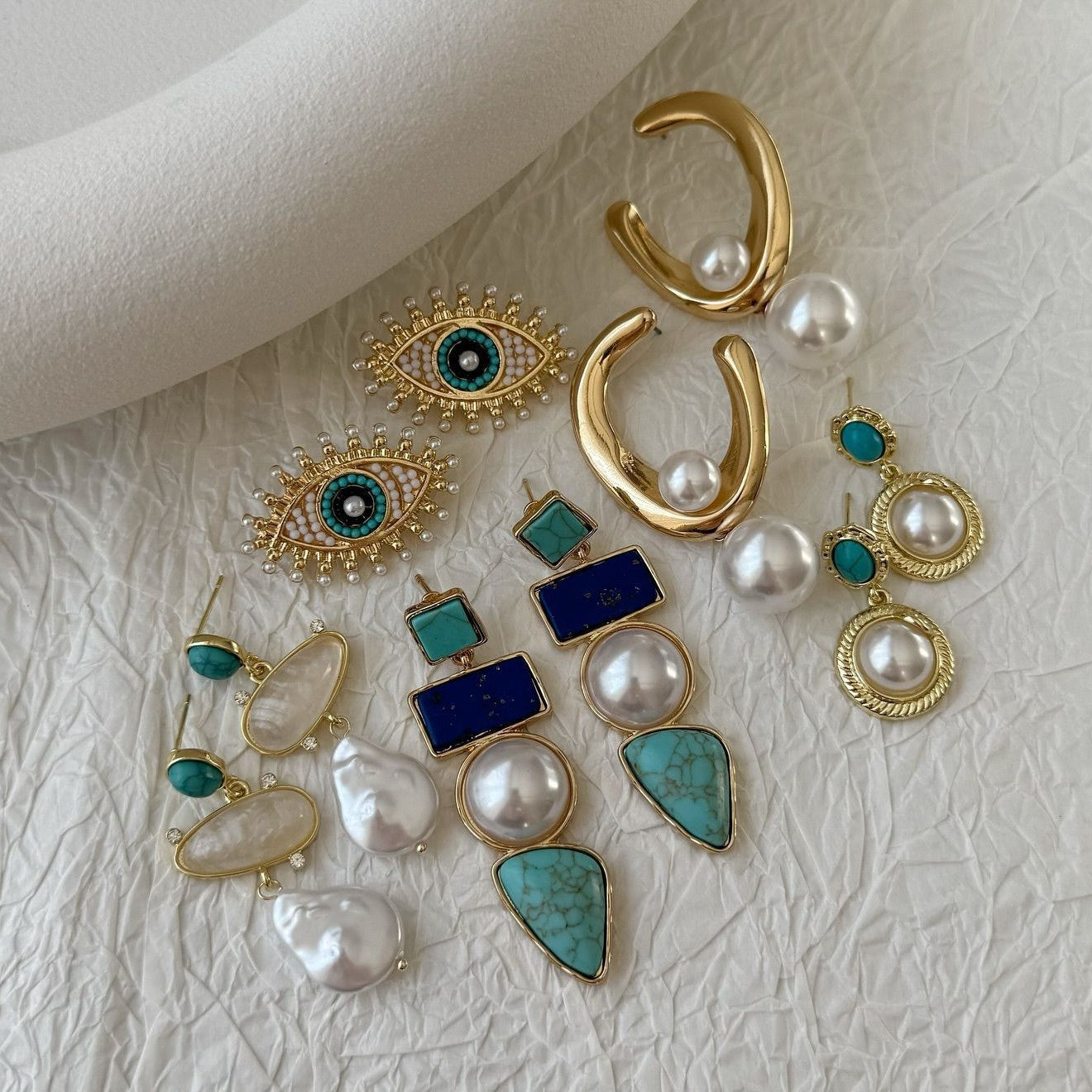 Turquoise and Pearl Earrings