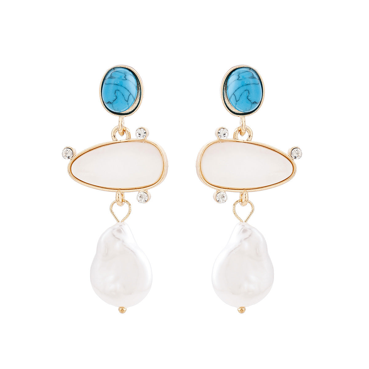 Turquoise and Pearl Earrings