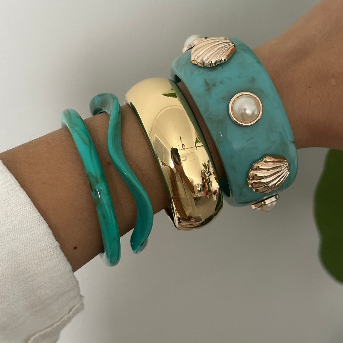 Turquoise Seashell Cuff