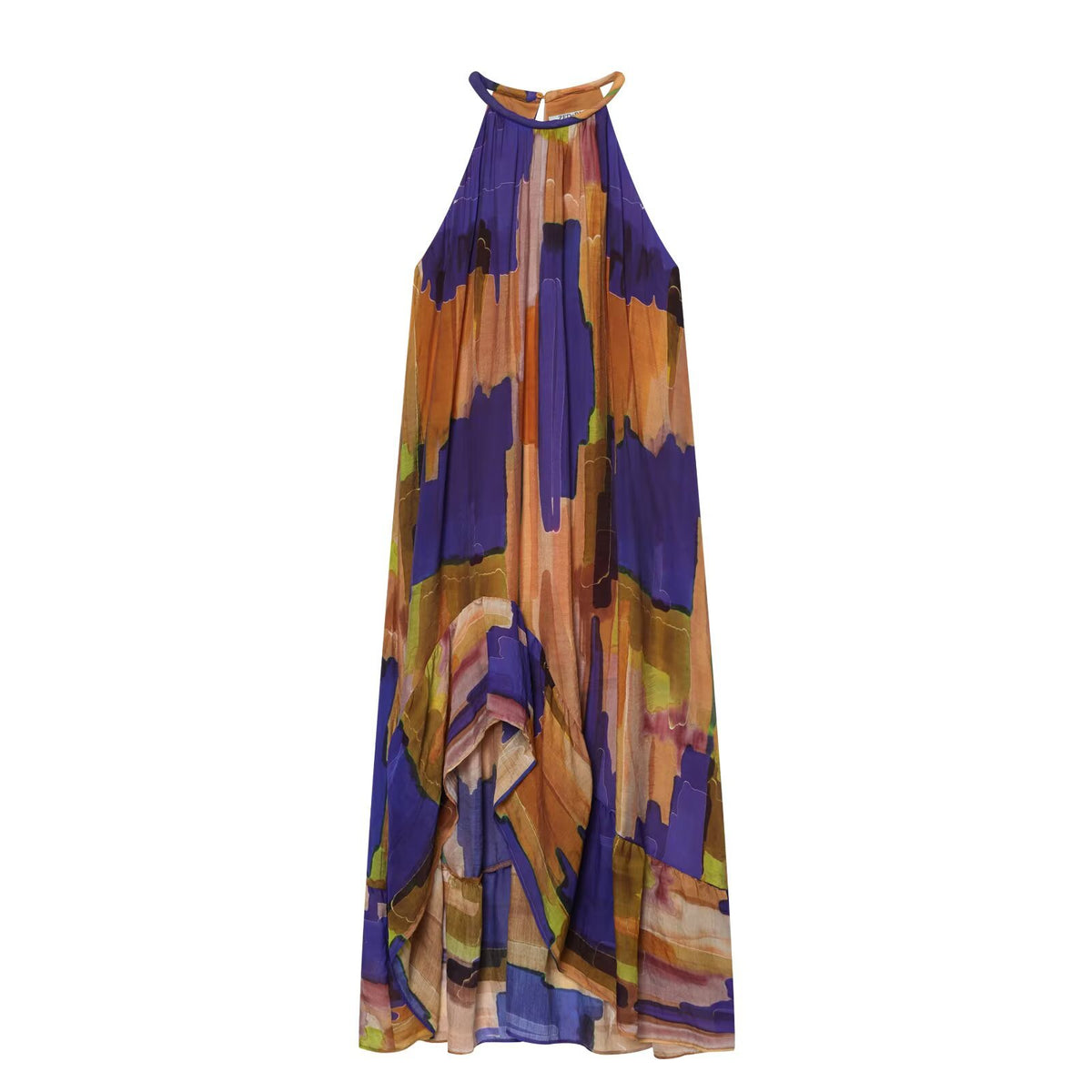Colour Theory Abstract Print Asymmetrical Midi Dress