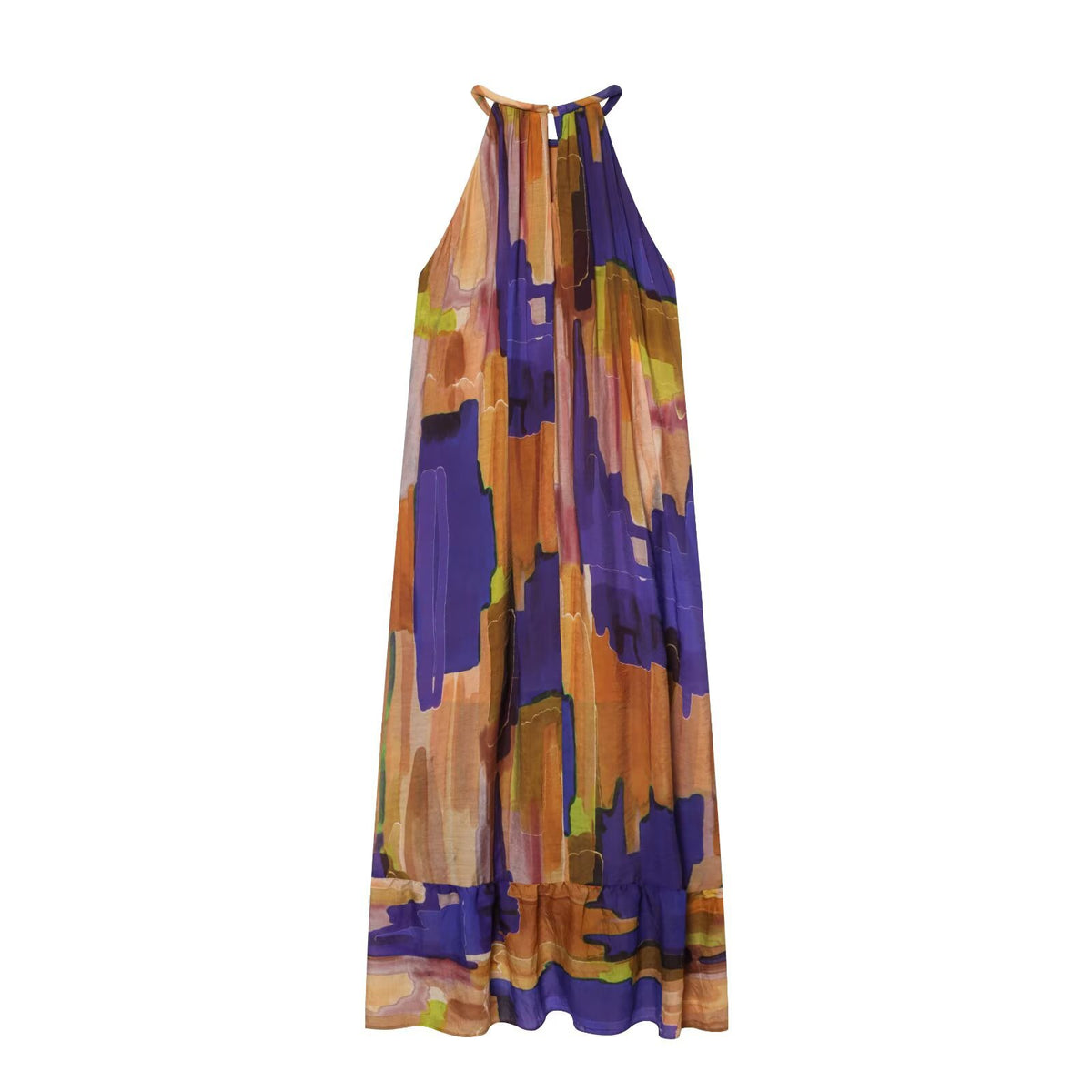 Colour Theory Abstract Print Asymmetrical Midi Dress