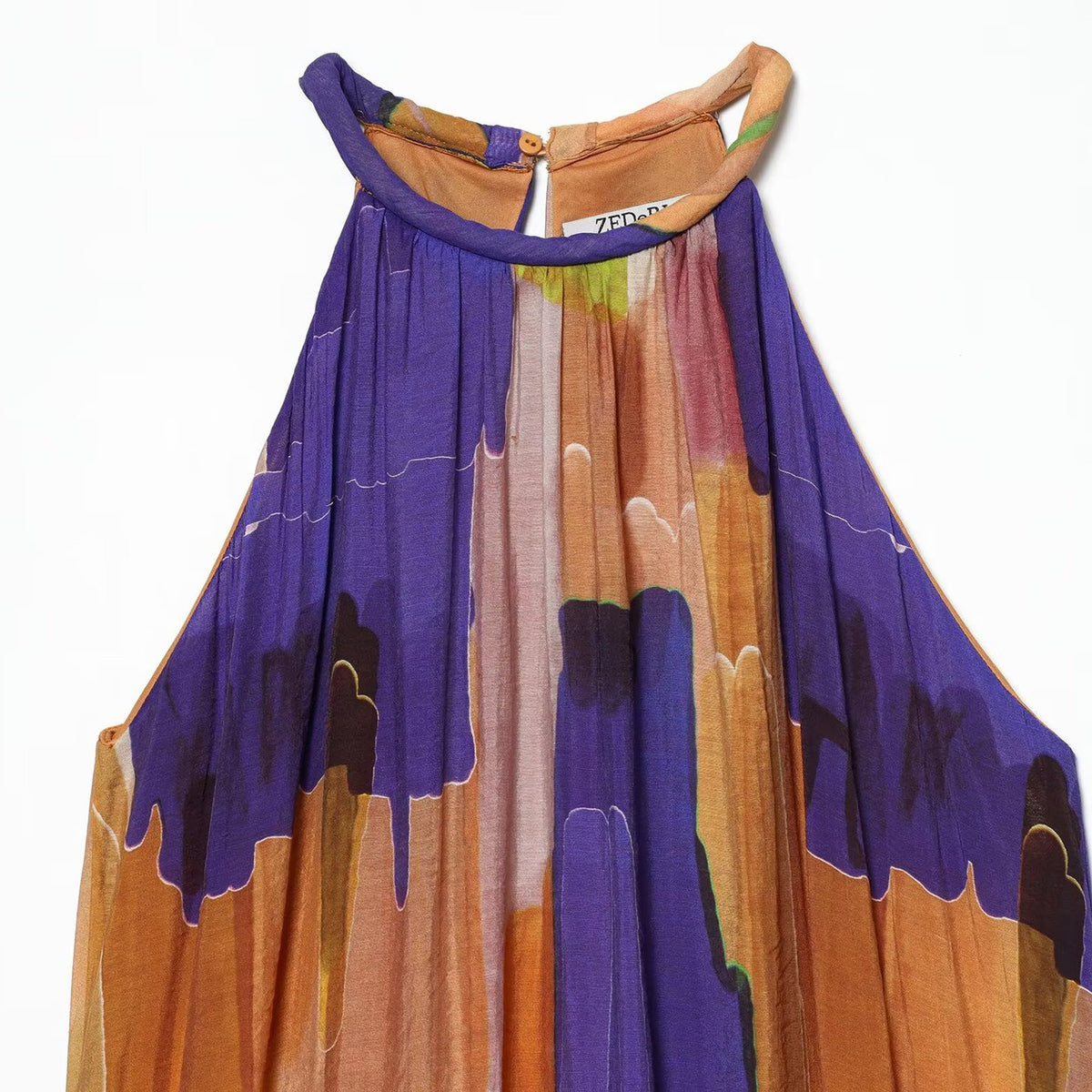 Colour Theory Abstract Print Asymmetrical Midi Dress