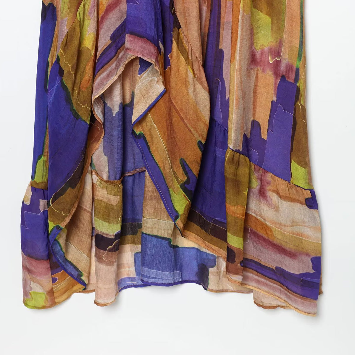 Colour Theory Abstract Print Asymmetrical Midi Dress