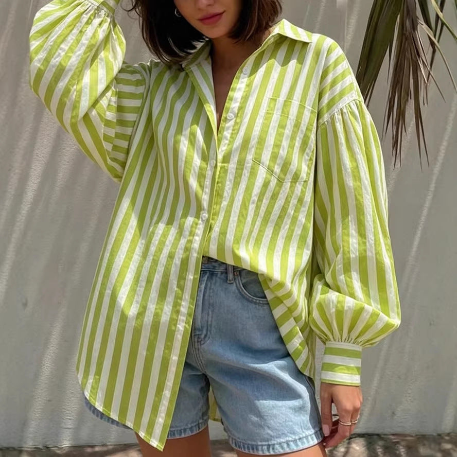 Lime Green Striped Shirt