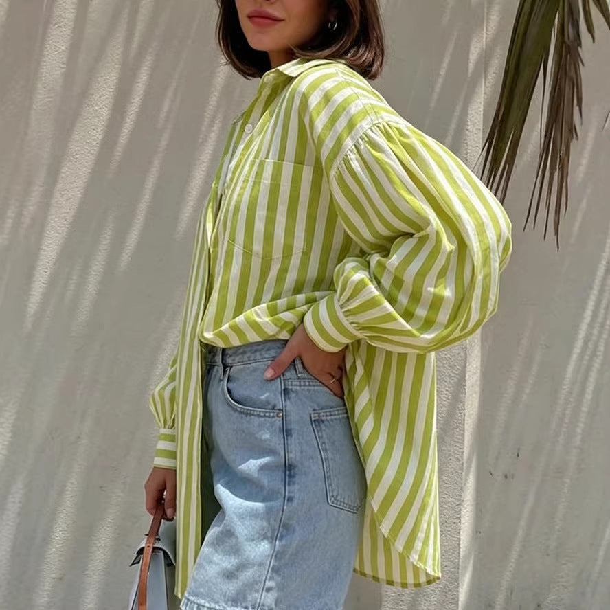 Lime Green Striped Shirt