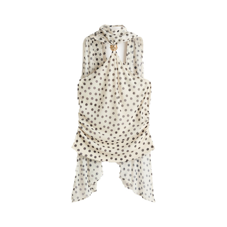 White Polka Dot Halter Top