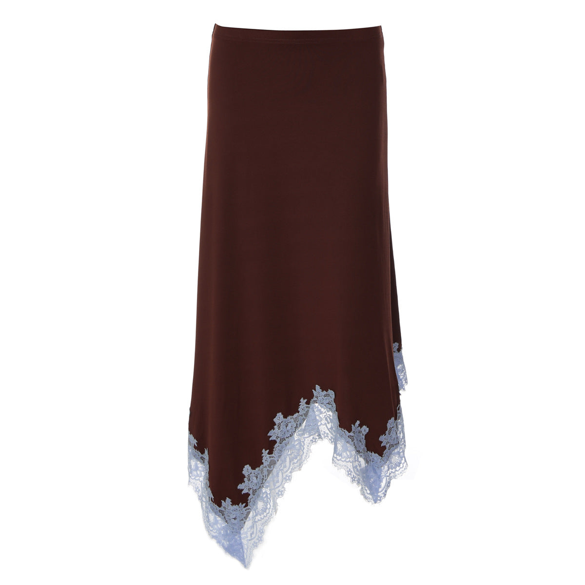 Chocolate Brown Lace Trimmed Skirt Set