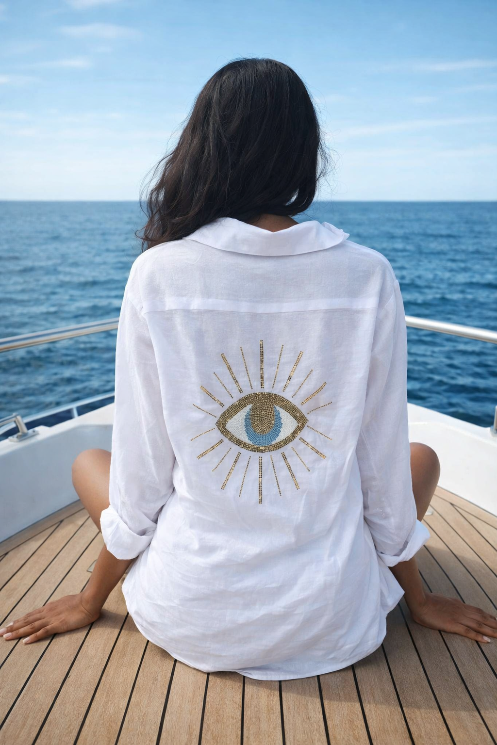 Oversize Evil Eye Embellished Shirt