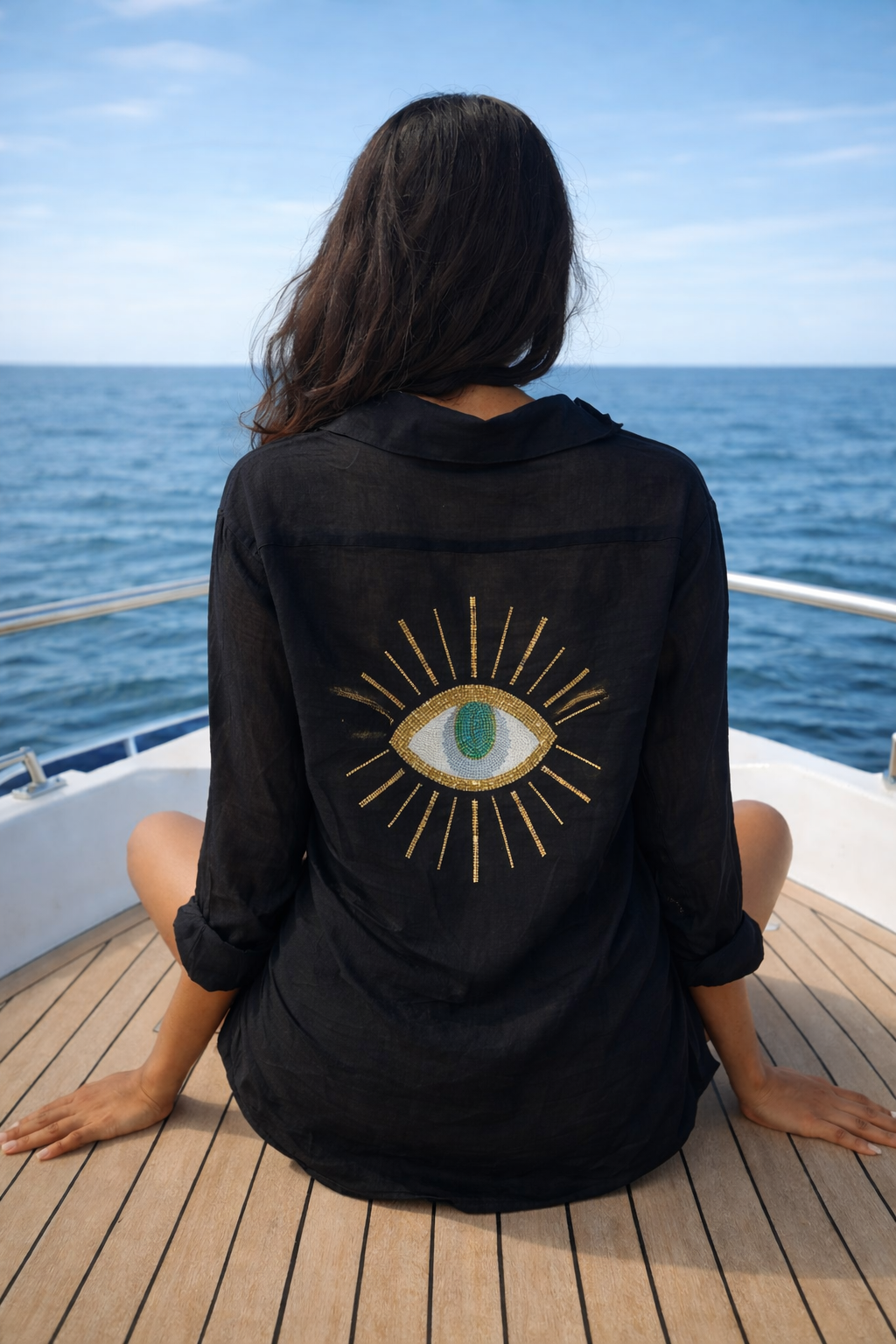 Oversize Evil Eye Embellished Shirt