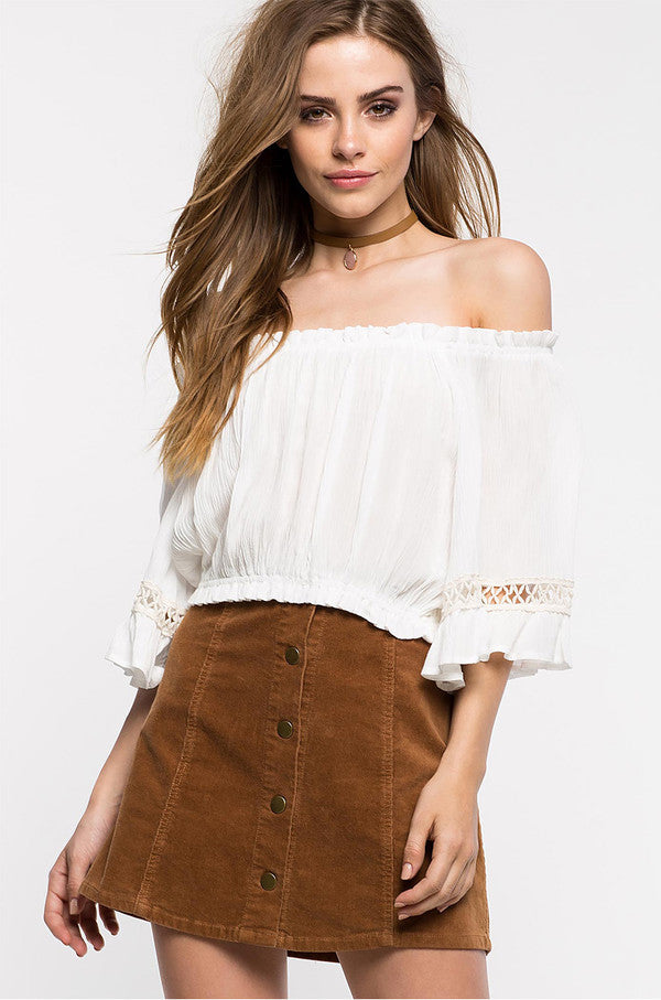 Flirt Factor White Off Shoulder Crop Top