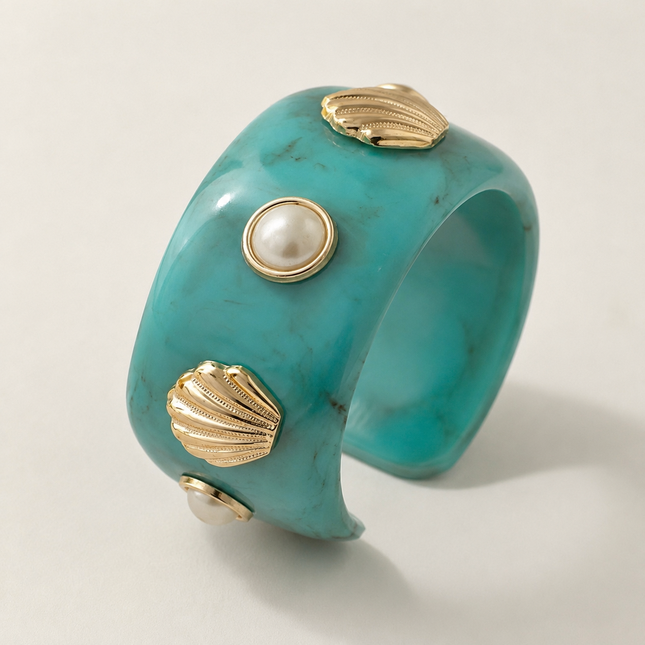 Turquoise Seashell Cuff