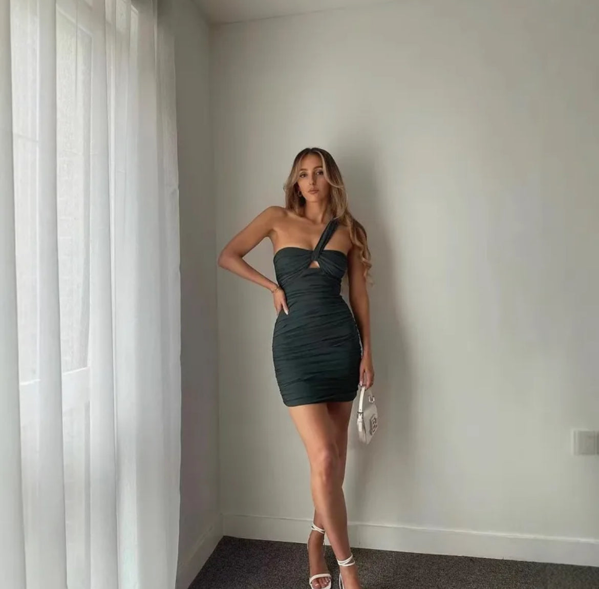 Ruched One Shoulder Dress